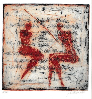 Begegnung I Platten 19,7x19,7cm, 2020